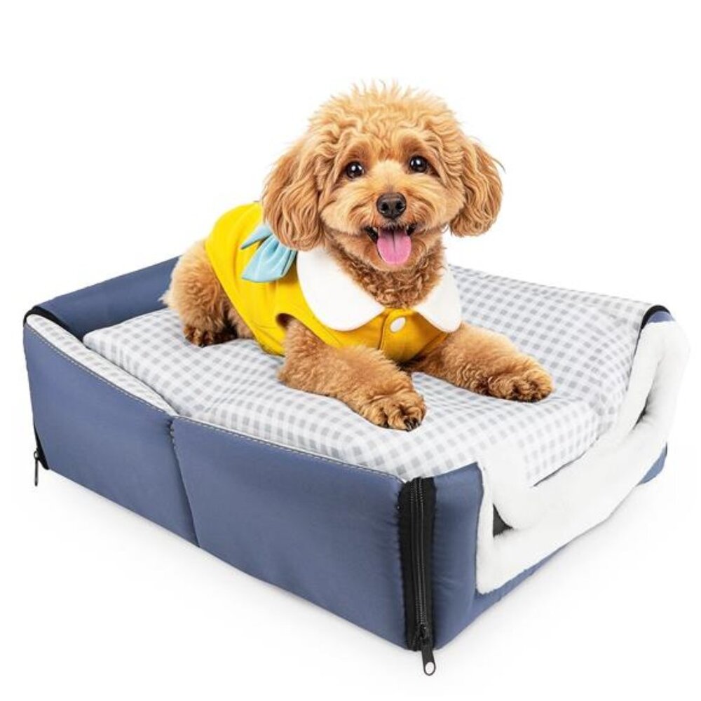 2-in-1 Dog & Cat Bed Reversible Pillow Soft Warm Cozy Pet House Medium 17.7inch